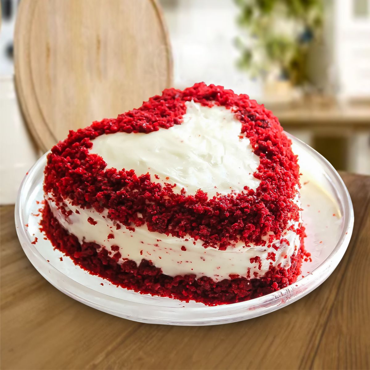 Red Velvet Heart Cream Cake Eggless - 1/2 KG