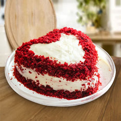 Red Velvet Heart Cream Cake Eggless - 1/2 KG