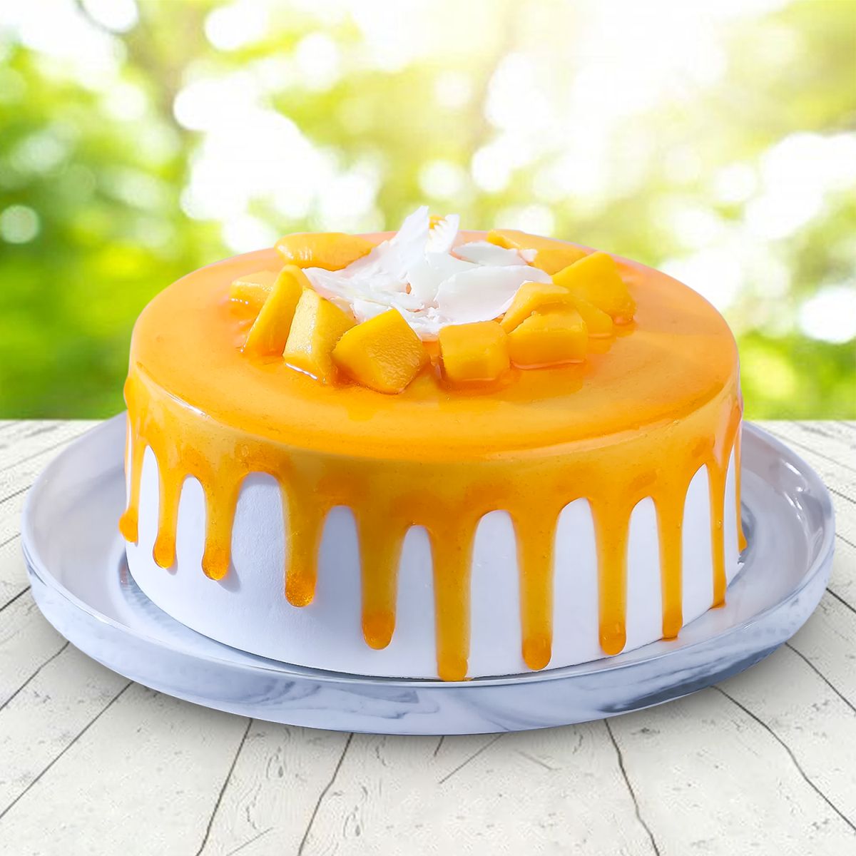 Dripping Mango Cream Cake - 1 KG