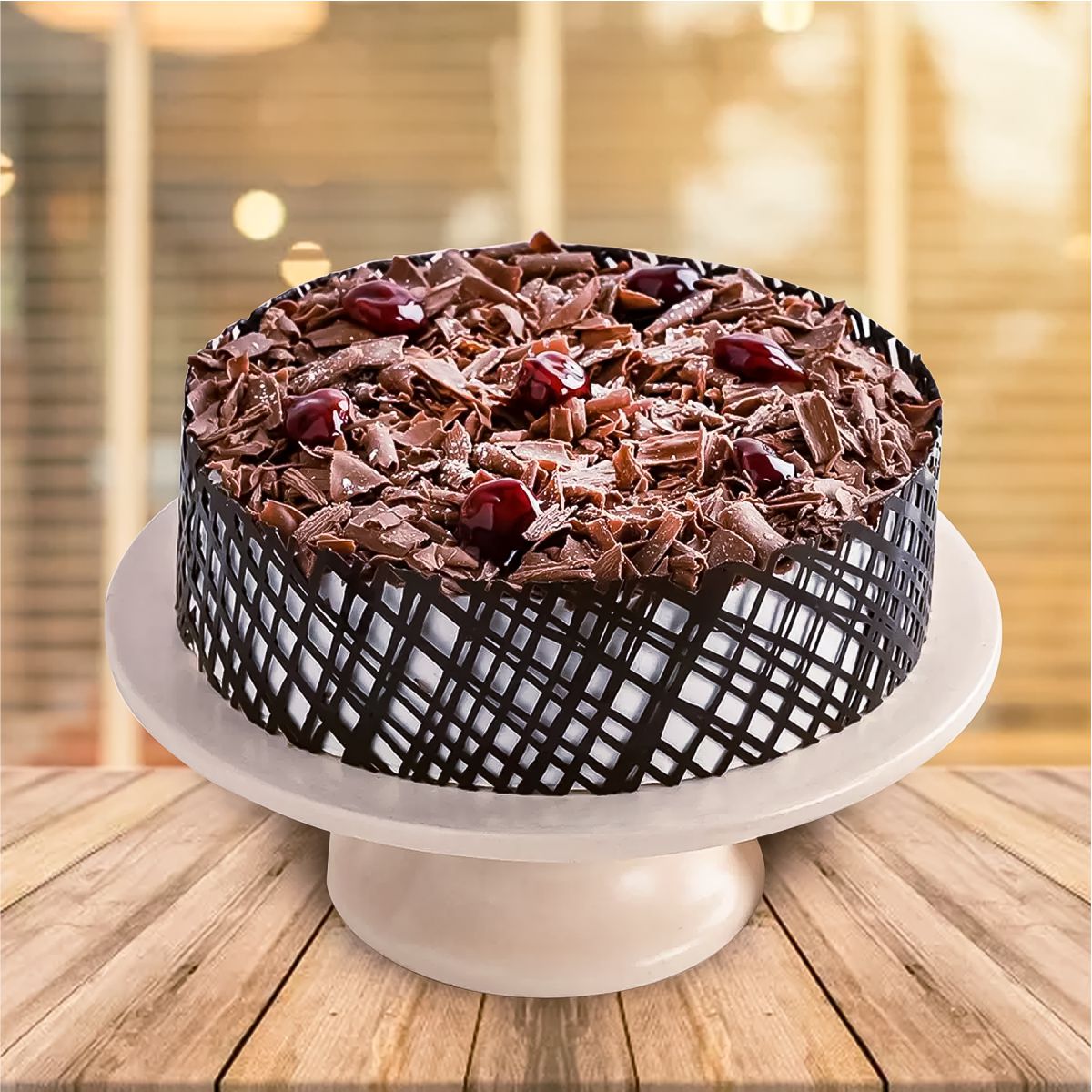 Cherry Chocolate Black Forest Cake - 1 KG