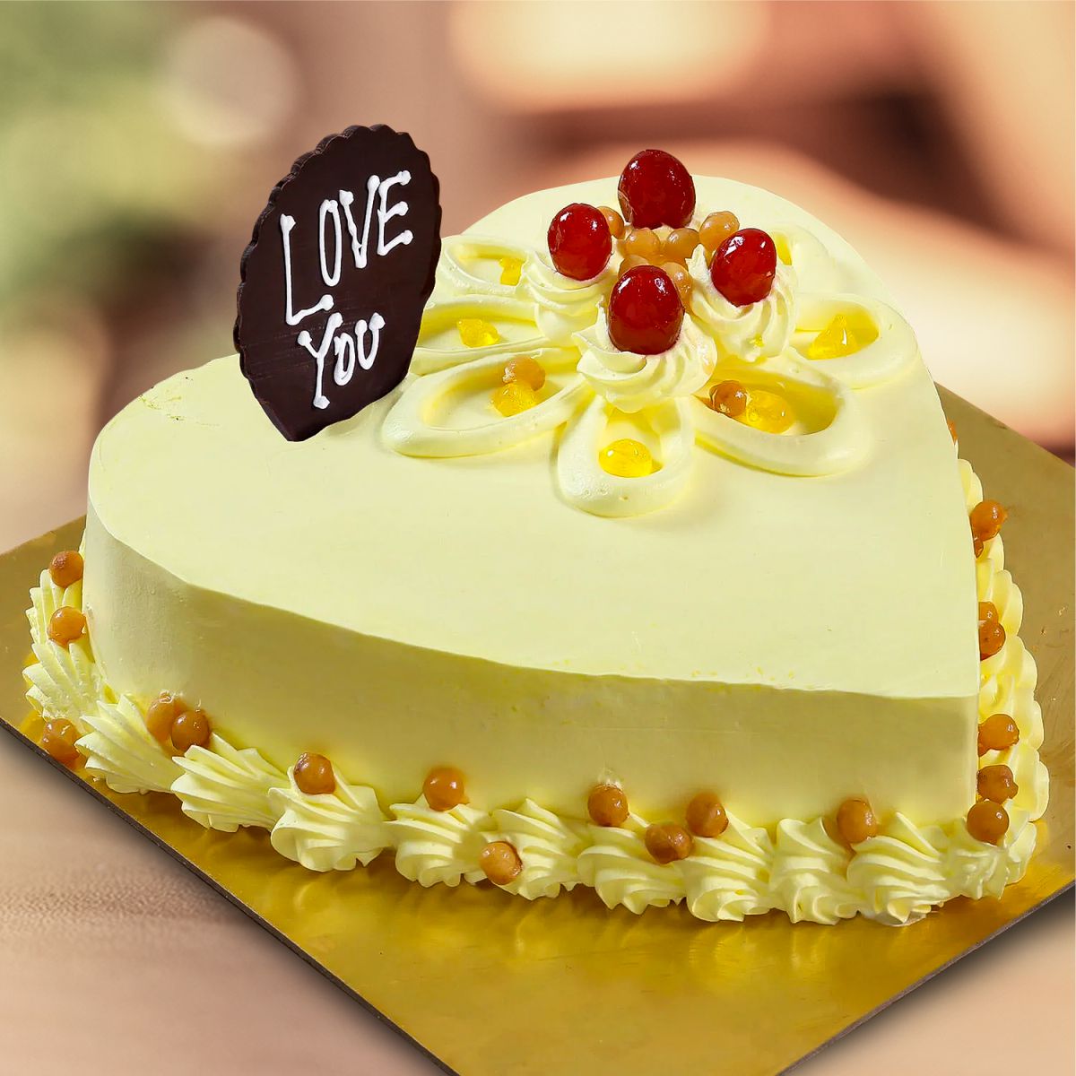 Heart Shaped Butterscotch Cake - 1 KG